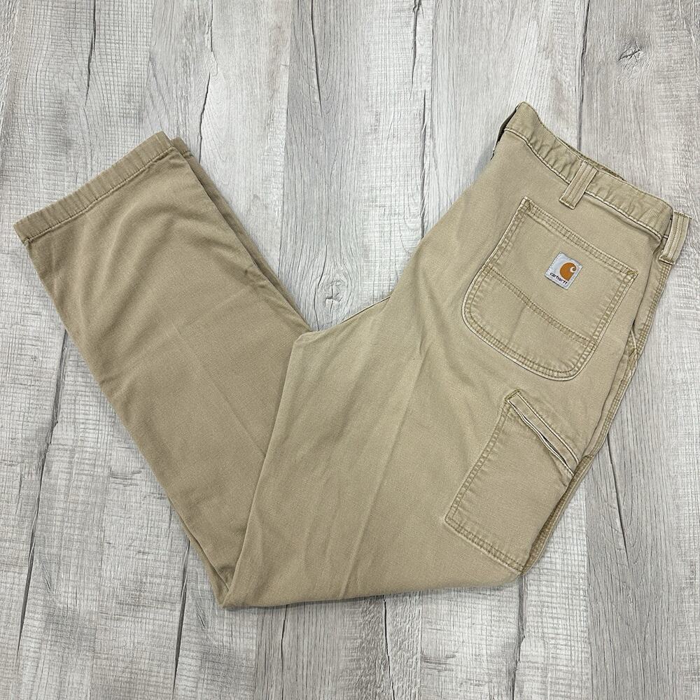 Carhartt Pants Mens 40x34 Khaki Relaxed Fit Workwear Utility Cotton Canvas